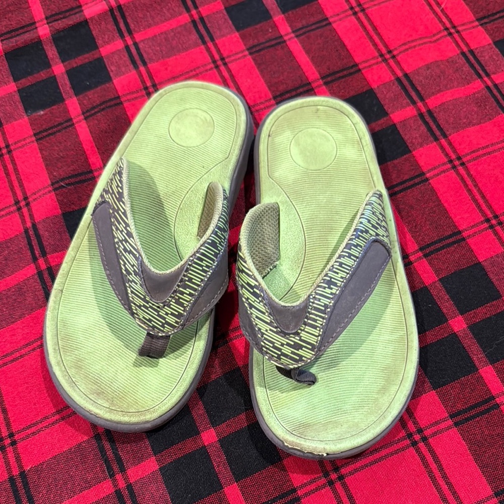 Green and Brown Flip Flops